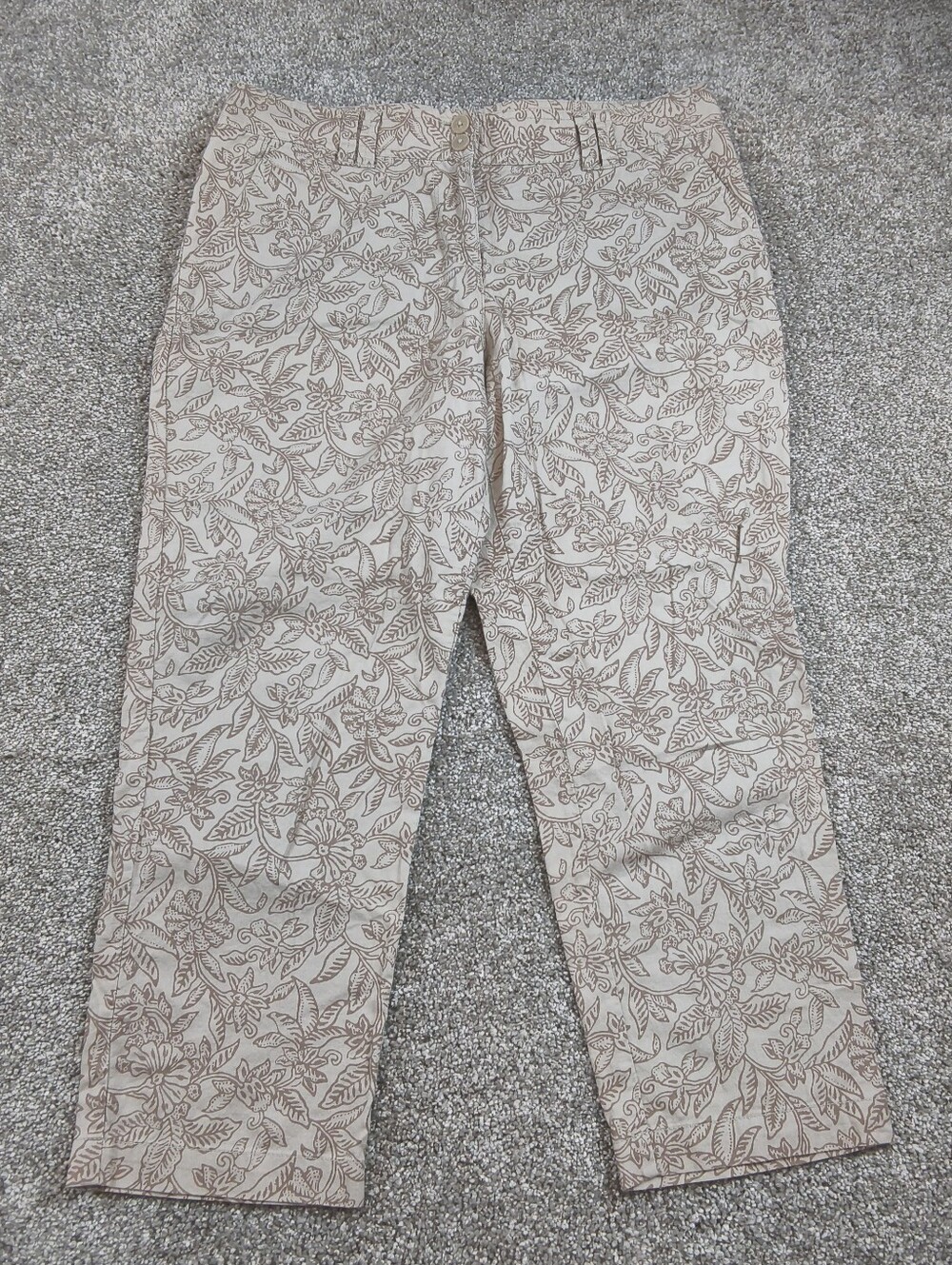 Tommy Bahama Capri Pants Womens Size 6 Beige Floral Print Crop Tropical